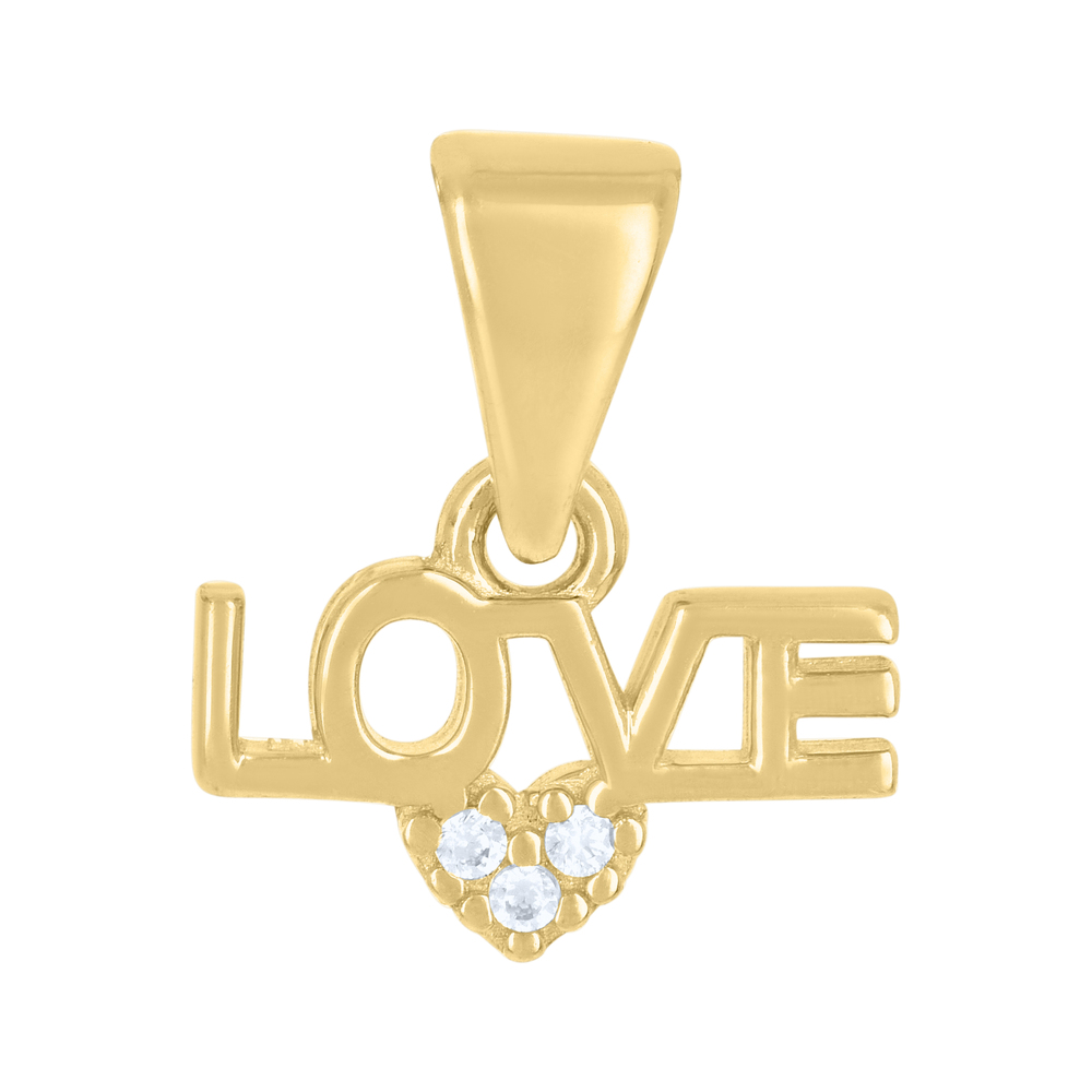 10kt 10k Yellow Gold Womens Cubic-Zirconia Love Heart Charm Pendant